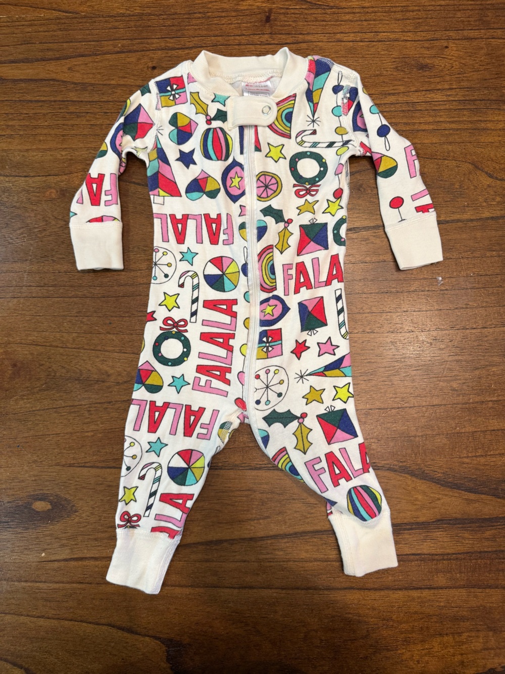 Hanna Andersson Holiday 'Fa La La' Multi-Color Kids One-Piece